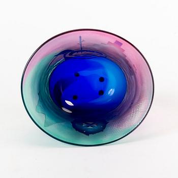 A signed Bertil Vallien unique glass bowl from Kosta Boda.