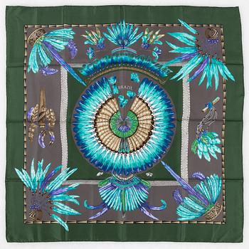 Hermès, a 'Brazil' twill silk scarf.