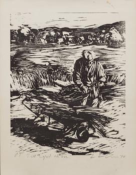 LARS LERIN, signed woodcut.