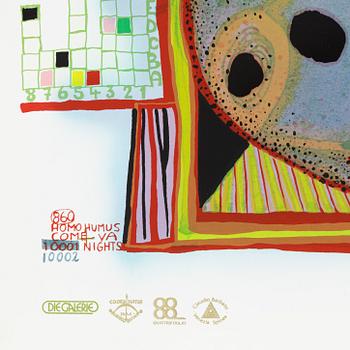 Friedensreich Hundertwasser, photo lithograph and silk screen with metal embossing, 1984. Signed and numbered 4371/10002.