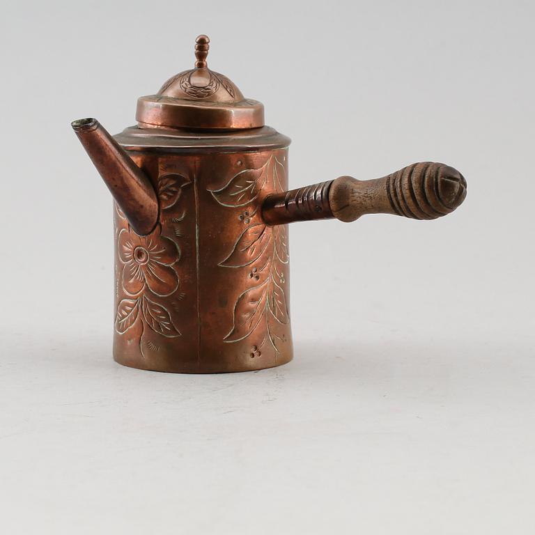 CHOKLADKANNA, koppar, 1800-tal.