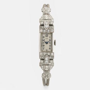 Brilliant cut and eight cut diamond ladies watch, art déco.