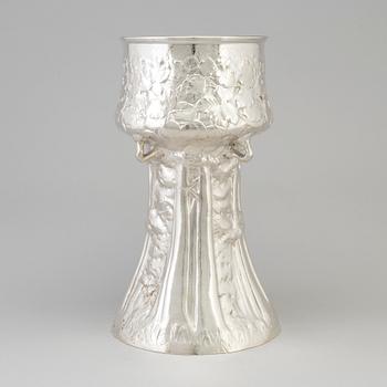 EMIL O MÖLLER, större pokalvas, silver, jugend, Malmö, 1908.