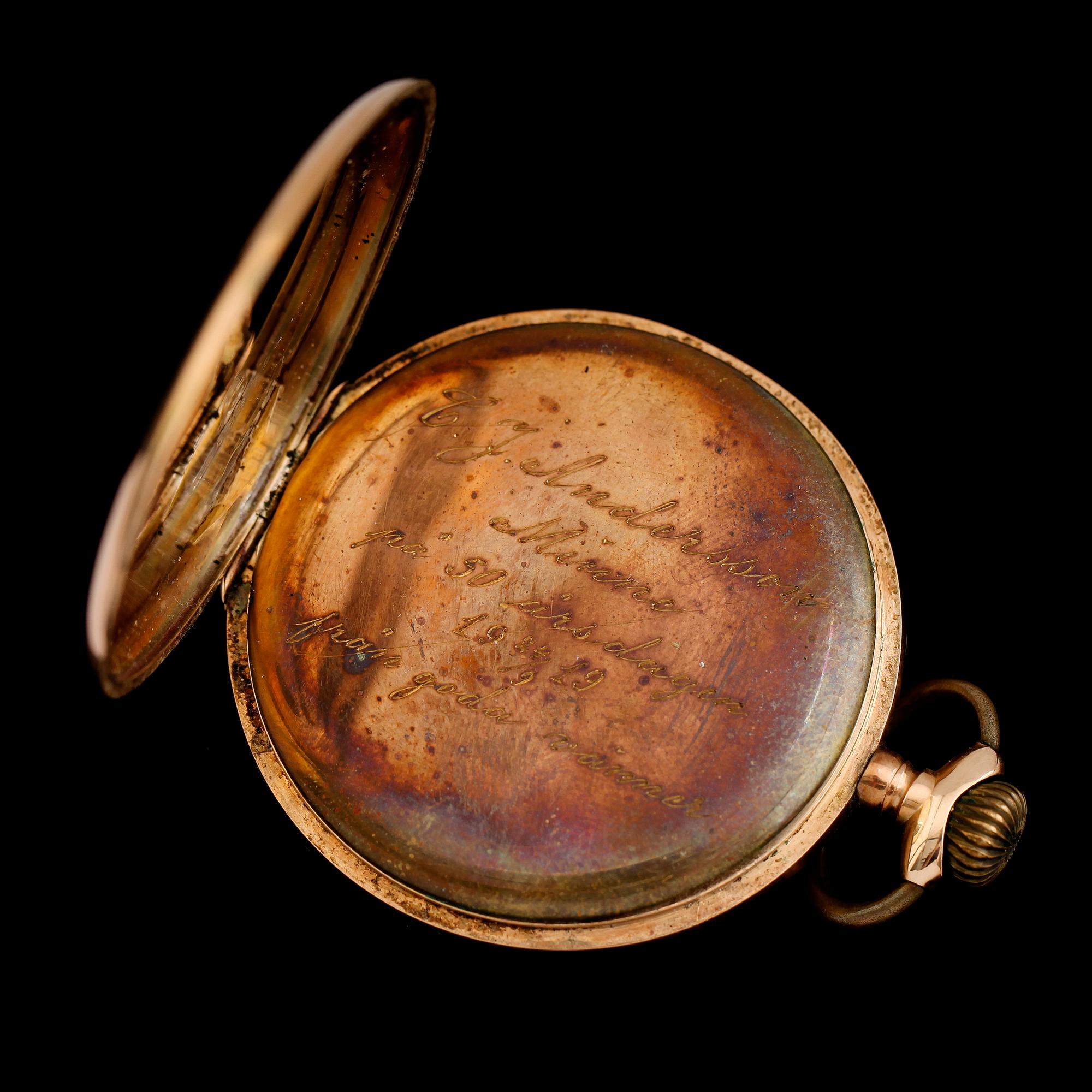 FICKUR, 14 k guld, omkring år 1900.