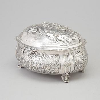A silver sugar box, early 20th century.