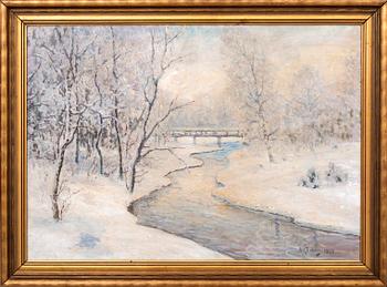 Anton Genberg, Sun glitter over winter meadow, 1928.