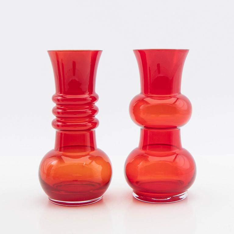 Tamara Aladin, Vases, 4 pcs, glass, Riihimäen Lasi, Finland, 1960s/70s.