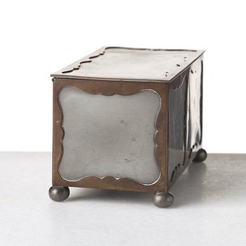 Firma Svenskt Tenn, a pewter and brass box, Stockholm 1930, model A 854.