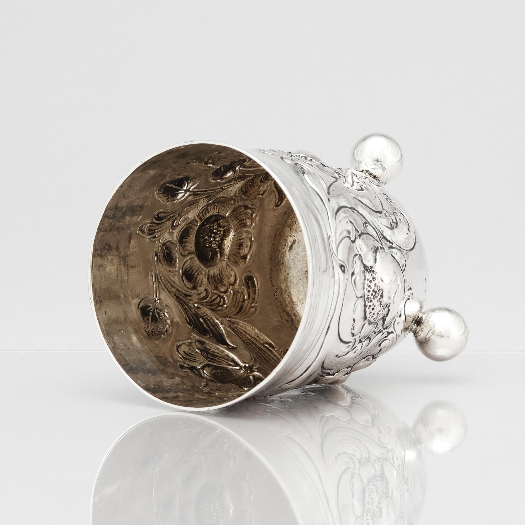 Bägare, silver, Regensburg, tidigt 1700-tal, okänd mästarstämpel AS. Barock.