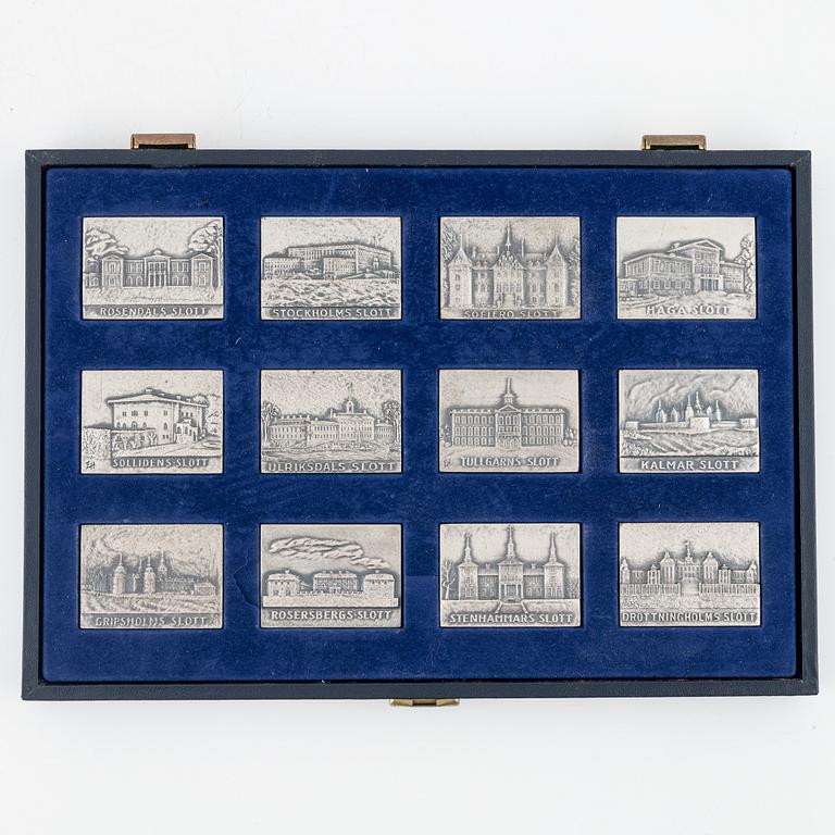 A group of twelve 'Svenska slott' silver plaques, Sporrong, Sweden, 1976.