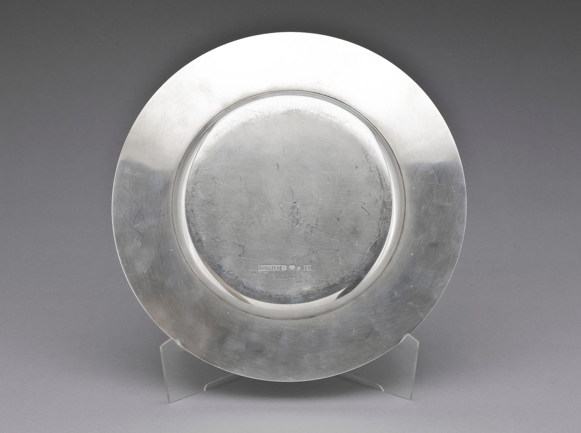 TALLRIK, sterling silver, Borgila, Stockholm 1959. Tot vikt ca 614 g.