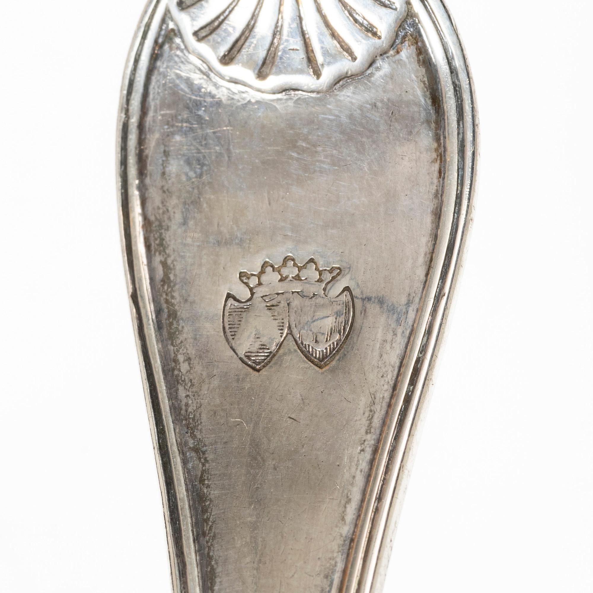 Johan Petter Grönvall, Matskedar, 6 st samt såssked, Stockholm 1826-1827.