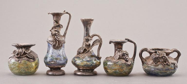 MINIATYRER, 5 st, glas och silver.