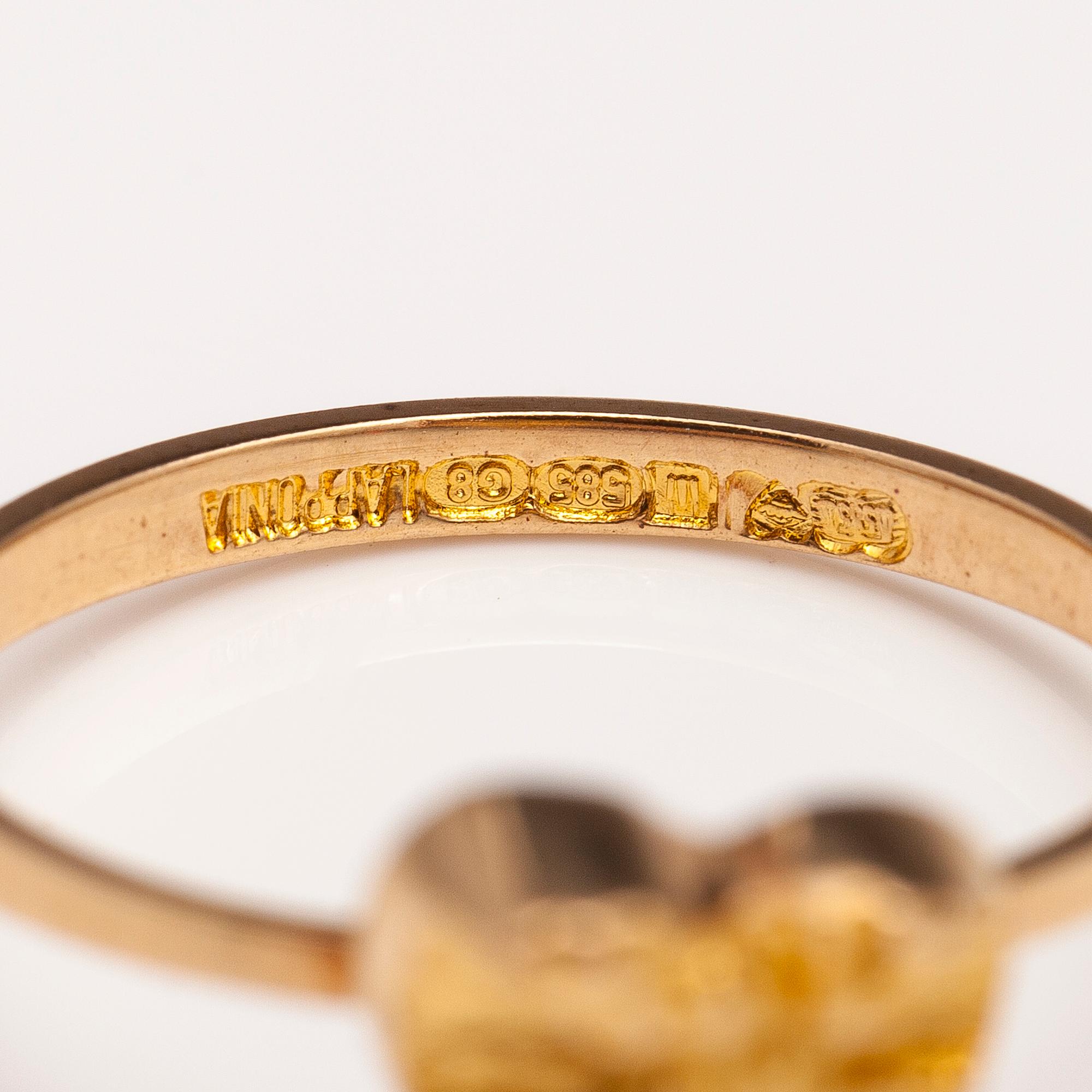 BJÖRN WECKSTRÖM, SORMUKSIA, 2 kpl, 14K kultaa, Lapponia 1976 ja 1984.