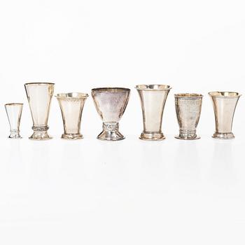 Cup, 7 pcs, silver, including CG Hallberg, Stockholm 1918.