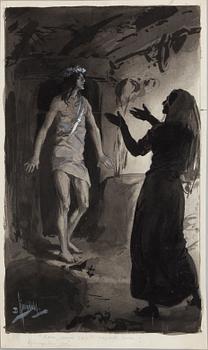 DAVID LJUNGDAHL, illustrationer, 8 st, tusch och täckvitt, signerade D. Ljungdahl. "Den andra djungelboken".