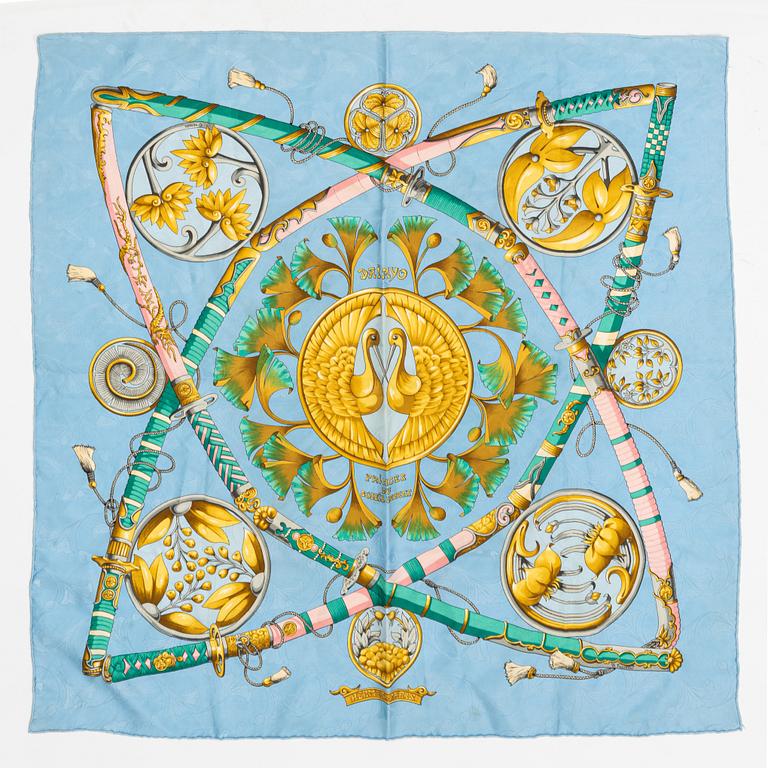 Hermès, a 'Daïmyo Princes Du Soleil Levant' silk scarf.