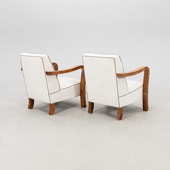 Armchairs/Easy Chairs, a pair of Art Deco, first half of the 20th century.