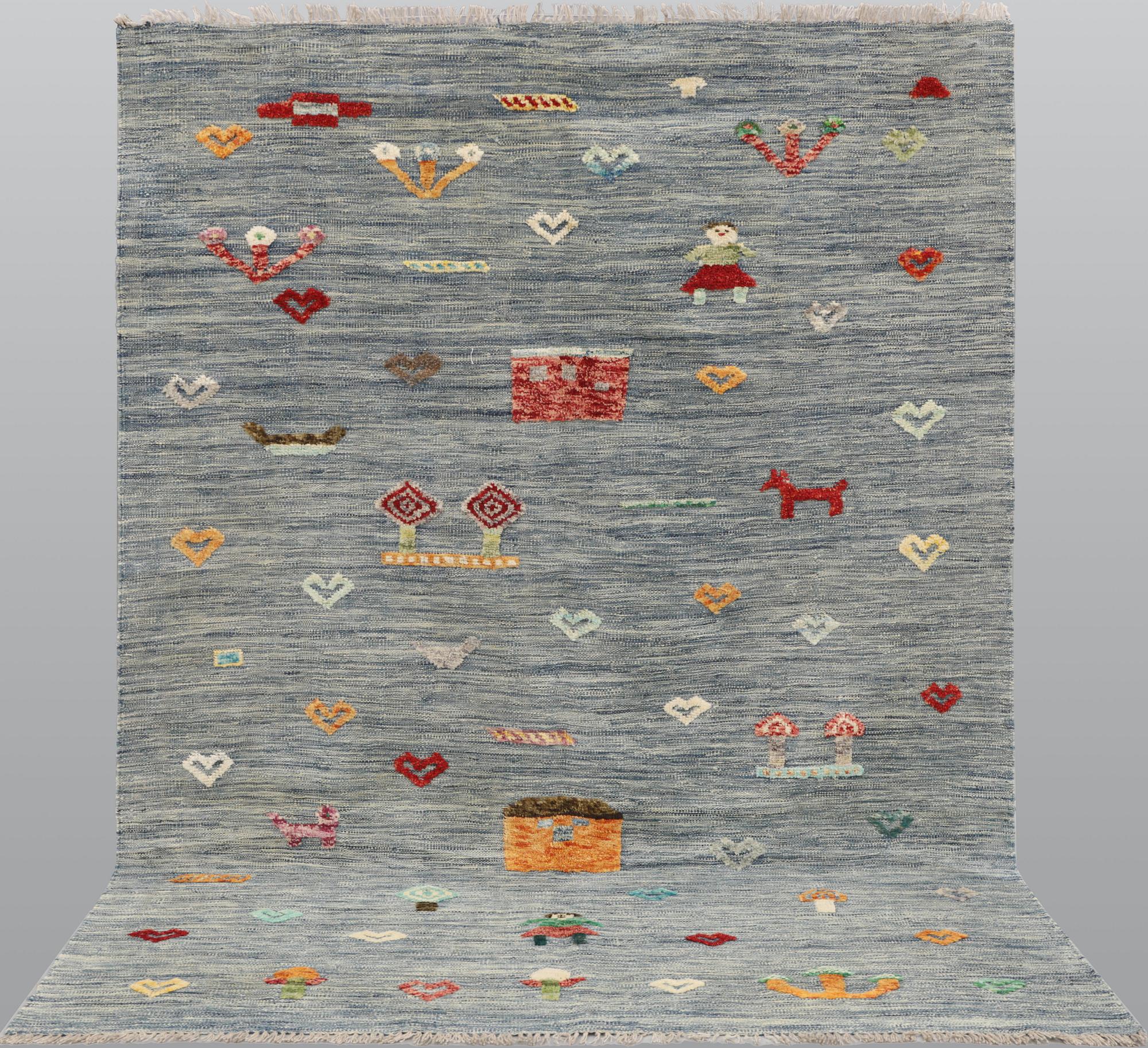 A Kelim carpet, figural, c. 236 x 171 cm.