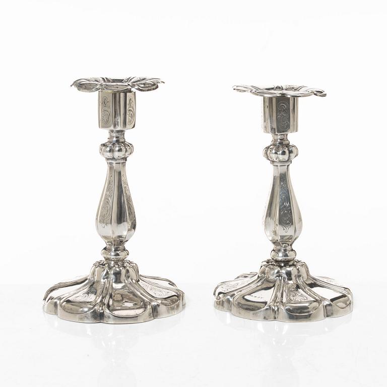 Candelsticks, a pair of silver, Cristopher Creutz Stockholm 1855.