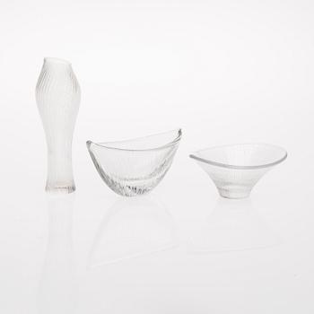 KONSTGLAS, 3 st, signerade Tapio Wirkkala, Iittala.