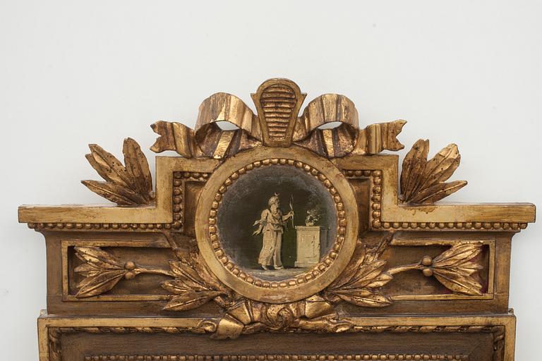 SPEGEL, gustaviansk, signerad CG Fyrwald samt Stockholms hallstämpel 1780.