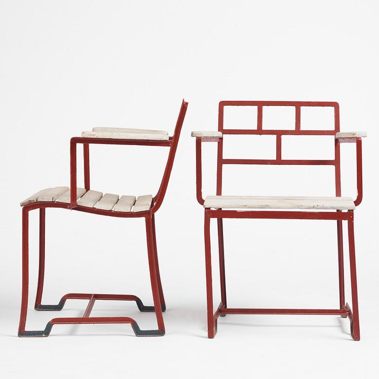 Carl Hörvik, a pair of garden chairs, possibly produced by Thulins vagnfabrik, Skillingaryd.