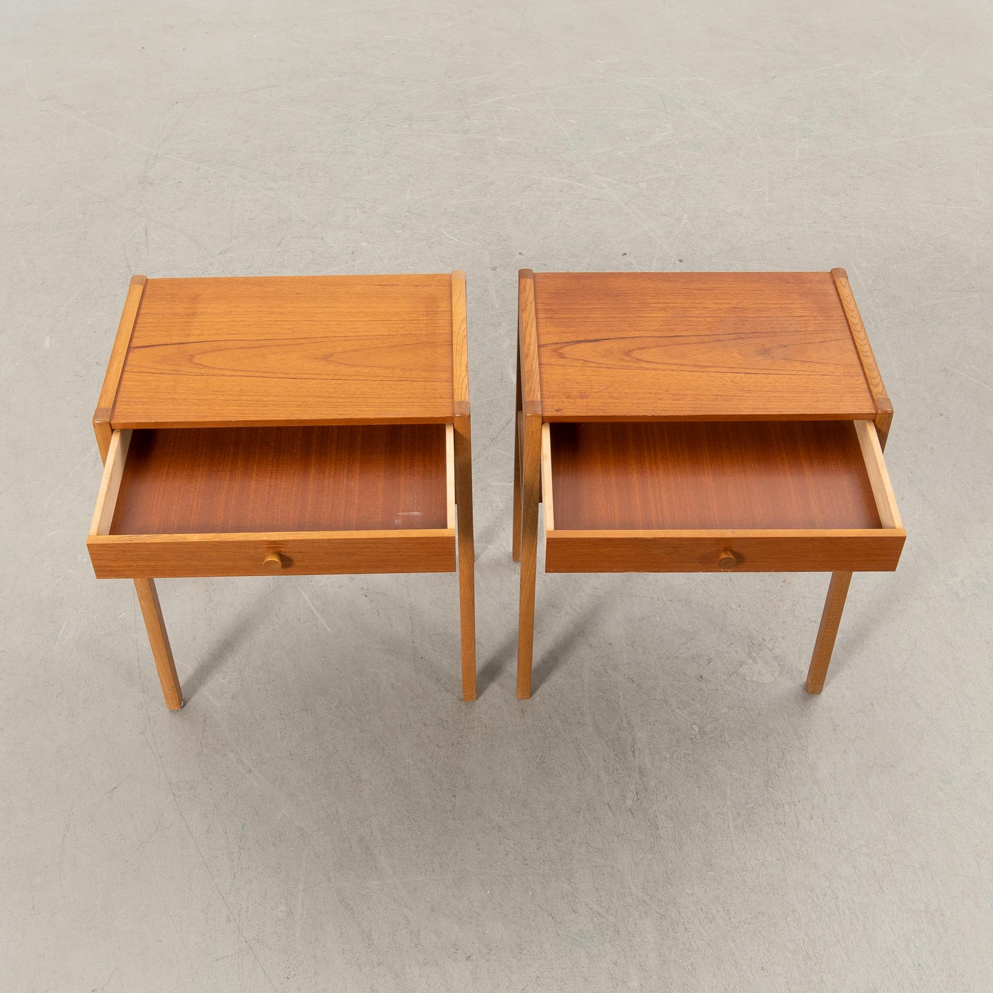 Bedside tables, a pair, mid-20th century.