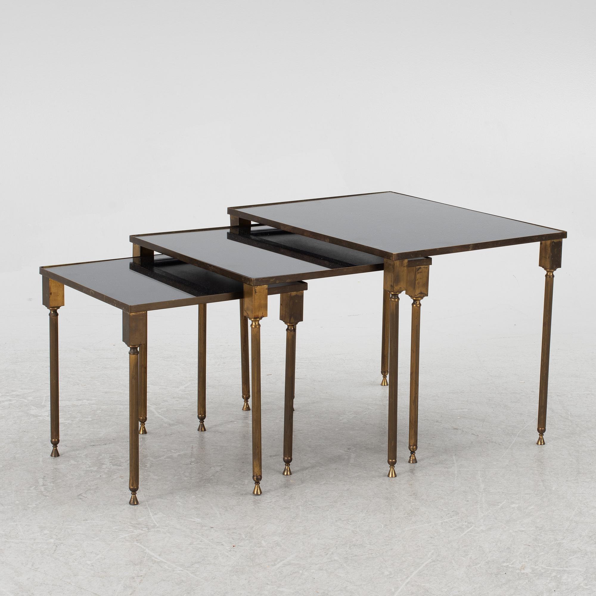 A three.piece nesting table, second half of the 20th century.