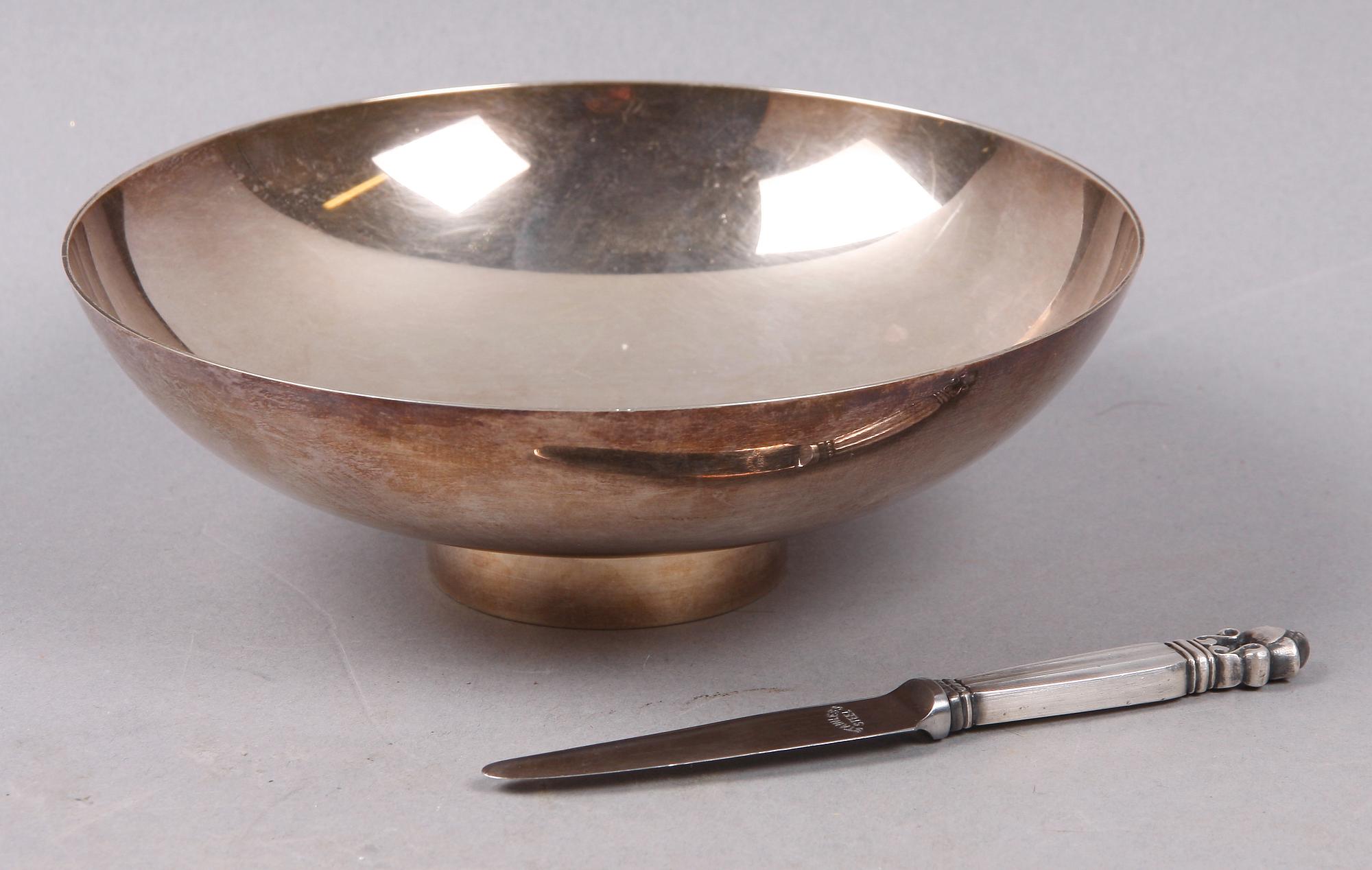 SKÅL och KNIV, silver, Georg Jensen, Danmark, 1900-tal.