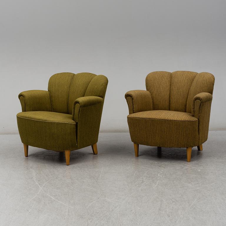 A pair of 1930/40's easy chairs.