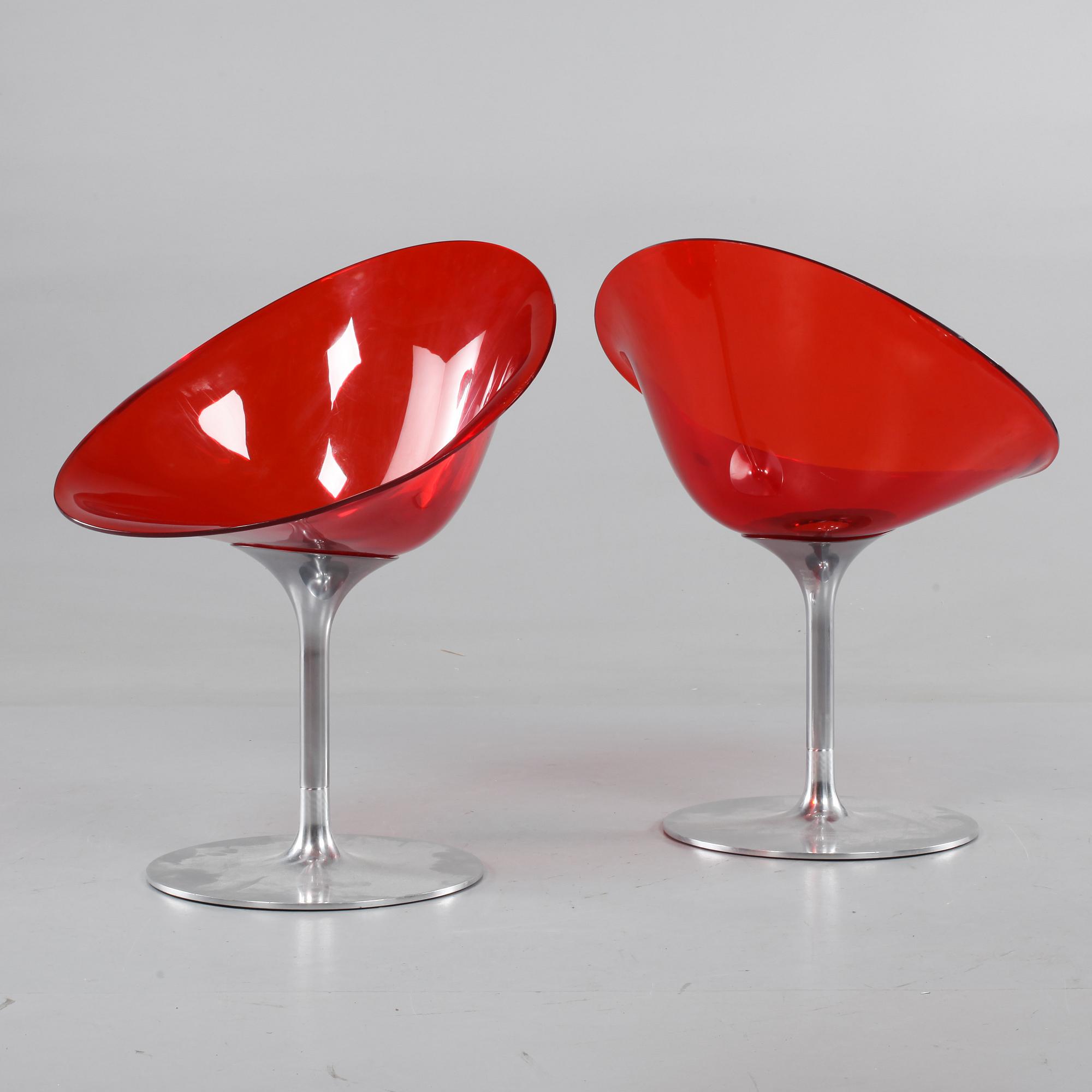 STOLAR, 2 st. "Eros", Philippe Starck för Kartell, Italien, 1900-/2000-tal.