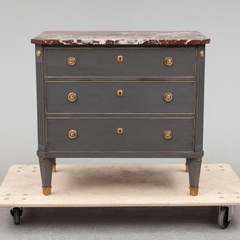 A Gustavian style chest of drawers, late 19th century.