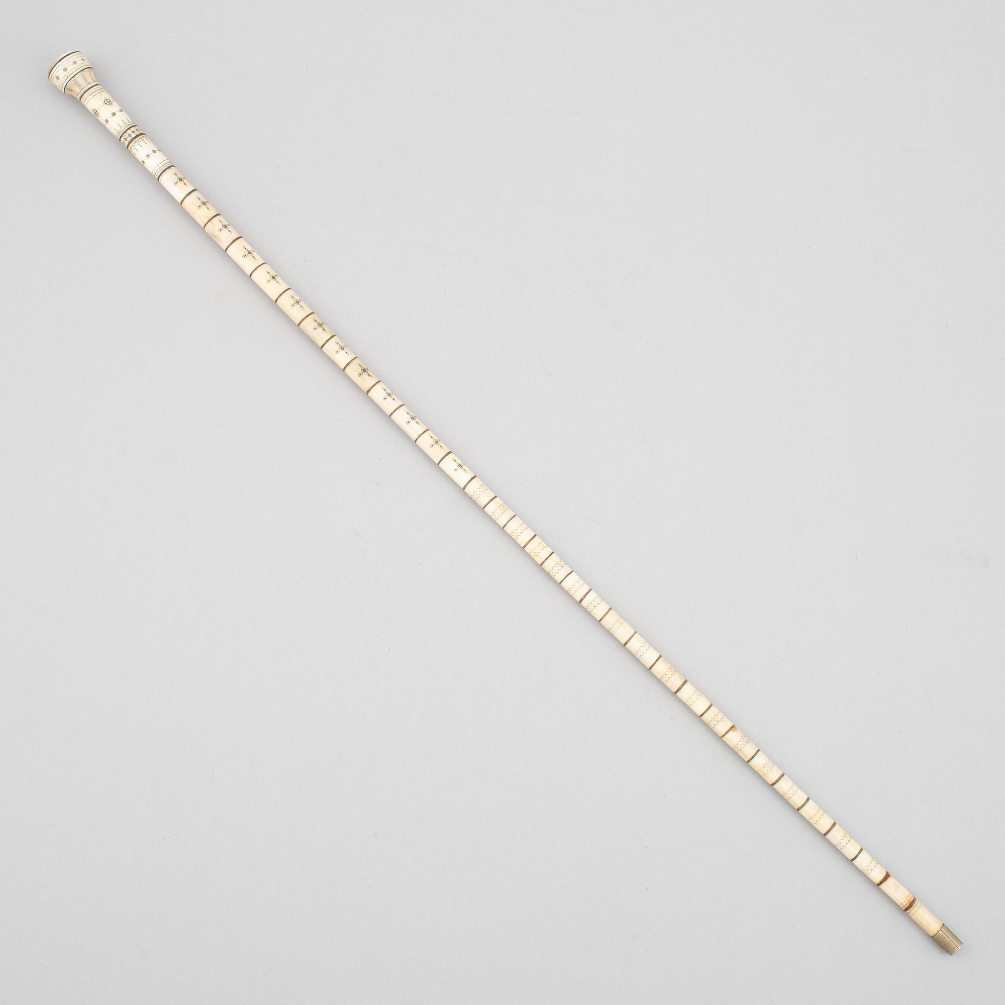 Unidentified craftsman, reindeer antler stick. signed Ns 1959.