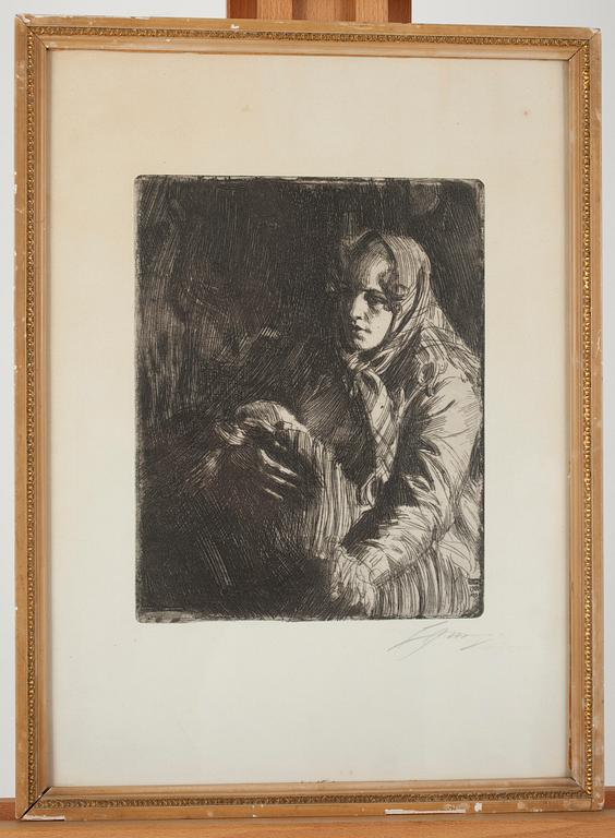 ANDERS ZORN, etsning, signerad i blyerts samt plåtsignerad och -daterad 1900.