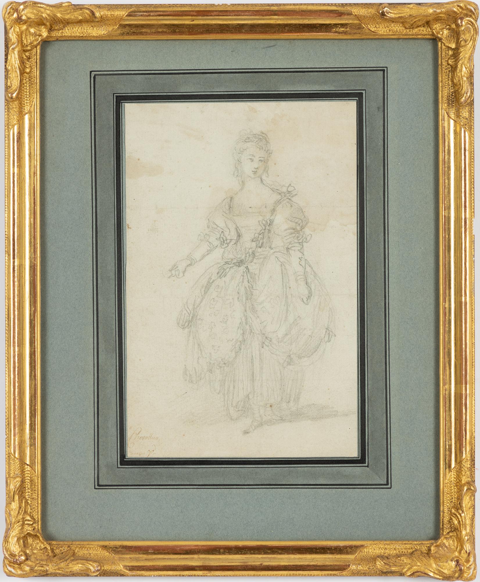 French school, 18th century, Woman in a dress.
