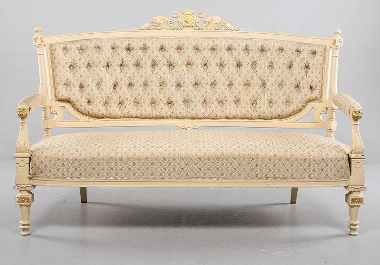 SOFFA samt STOLAR, ett par, tidigt 1900-tal.