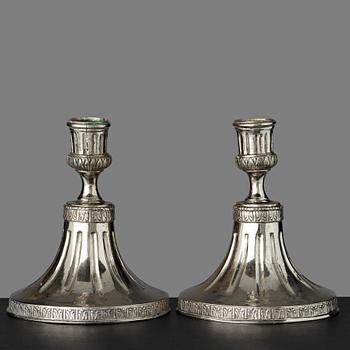 117. A pair of Gustavian late 18th century candlesticks.