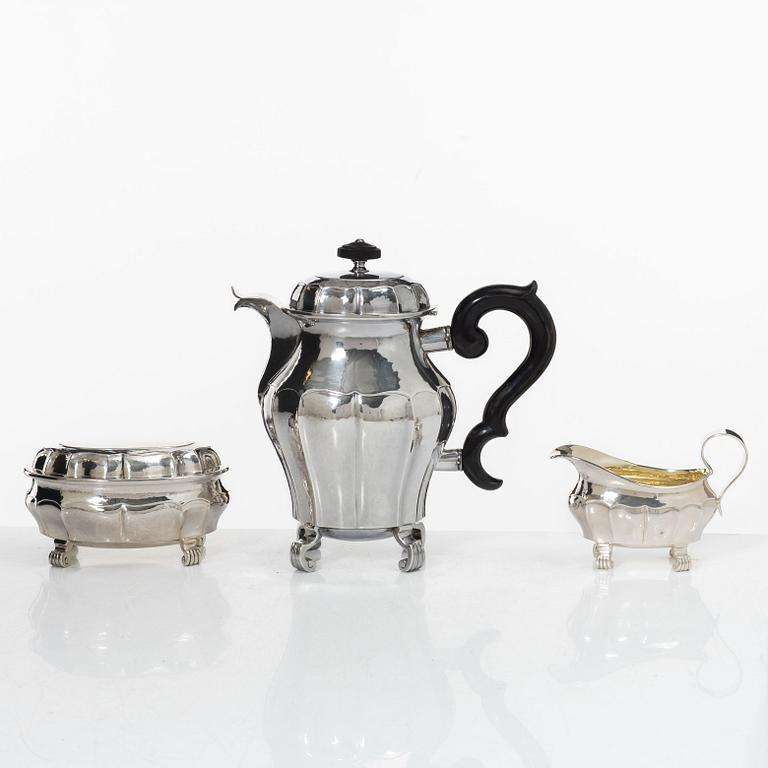 A three-piece silver coffee service, GAB, Stockholm, 1929-31.