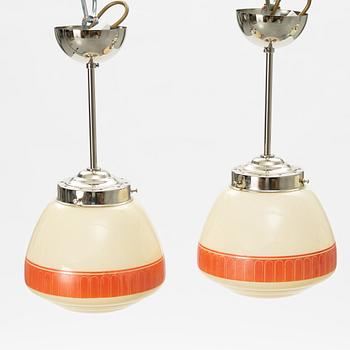 Ceiling lamps, a pair, 1940s.