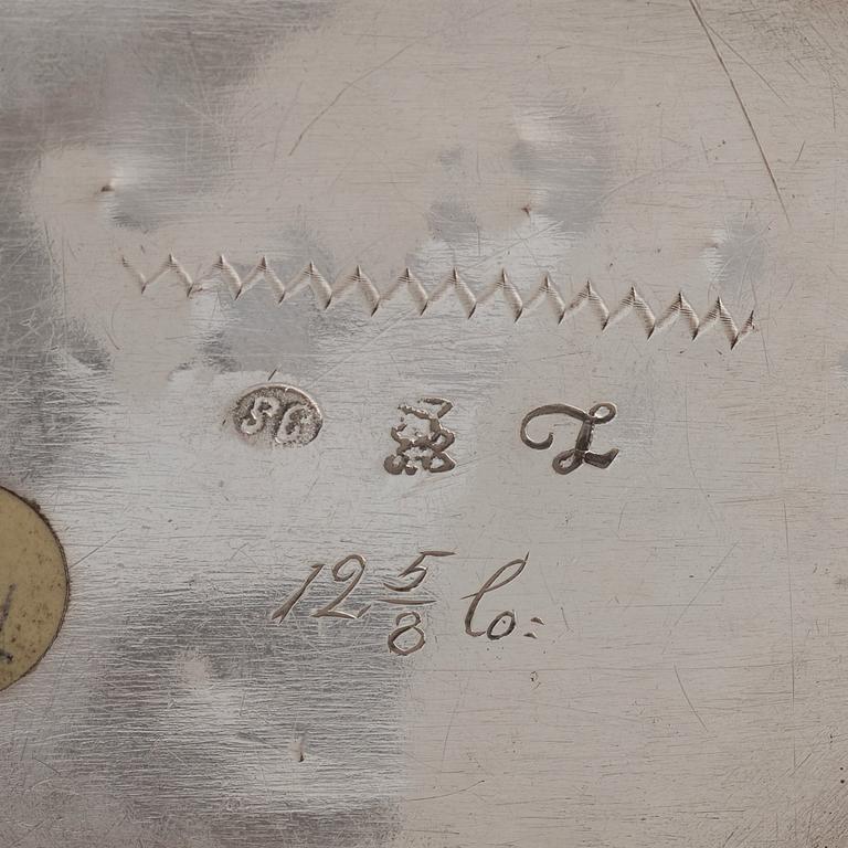Johan Lorenz Starin, toiletteservis, 7 delar, silver, Stockholm 1736. Fredrik I:s stil.