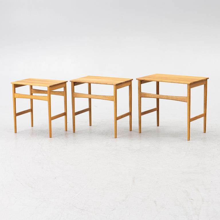 Hans J. Wegner, a 3 pieces nesting table, CH004, Carl Hansen & Søn, Denmark, contemporary.