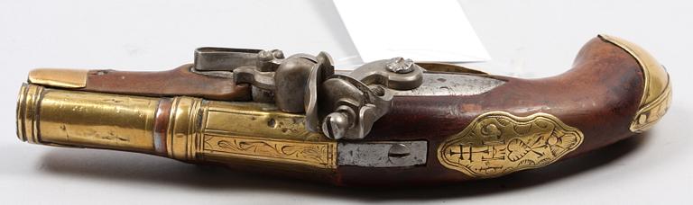 FLINTLÅSPISTOL, sent 1700-tal.