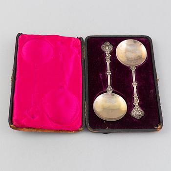 Two silver spoons, William Hutton & Sons Ltd, London, England, 1896.