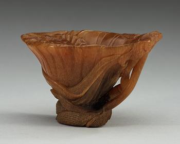 A rhinoceros libation cup, Qing dynasty, 18th Century.