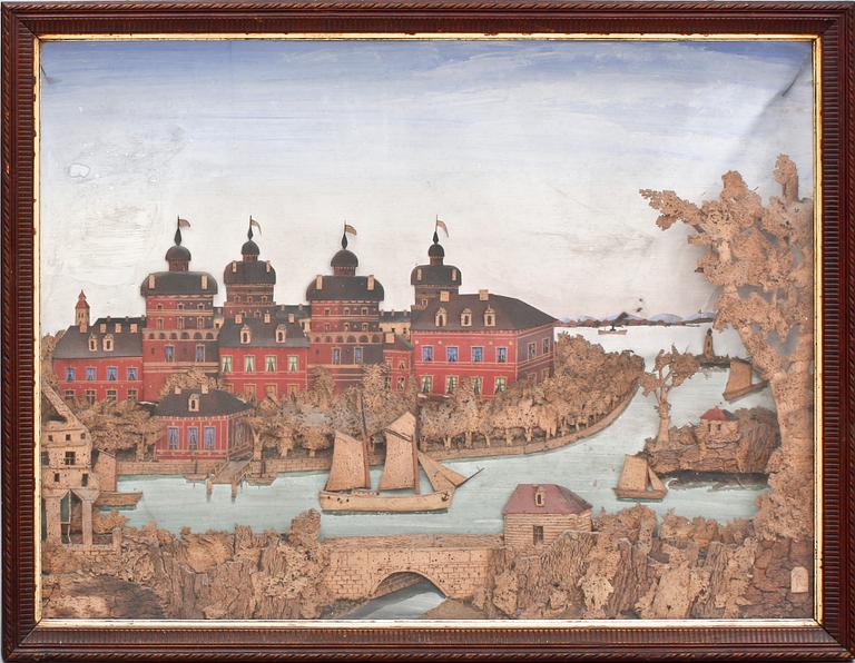 OKÄND KONSTNÄR, korktavla, 1800-tal, sign.