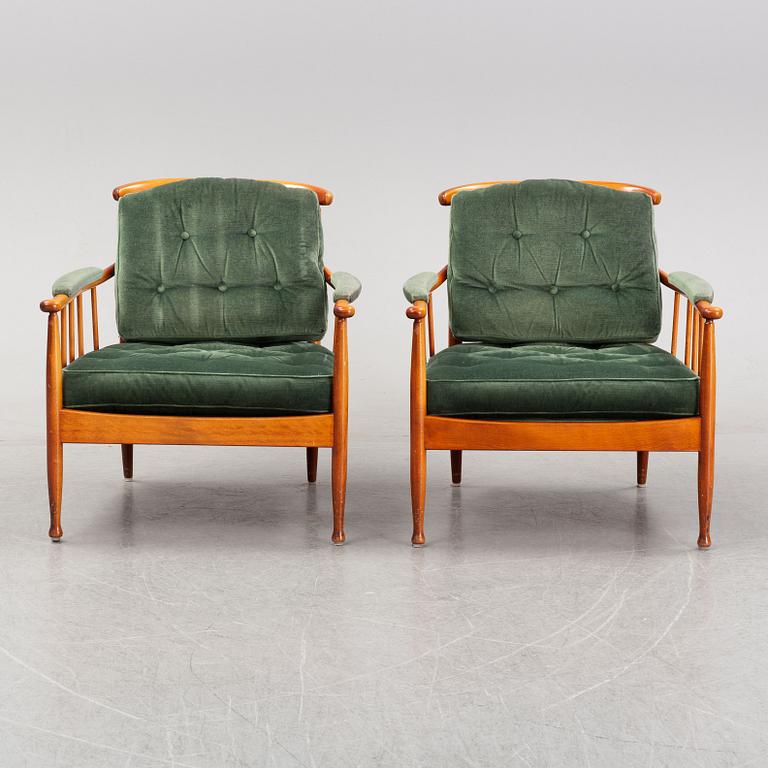 A pair of 'Skrindan' easy chairs by Kerstin Hörlin-Holmquist for OPE, 1960's.