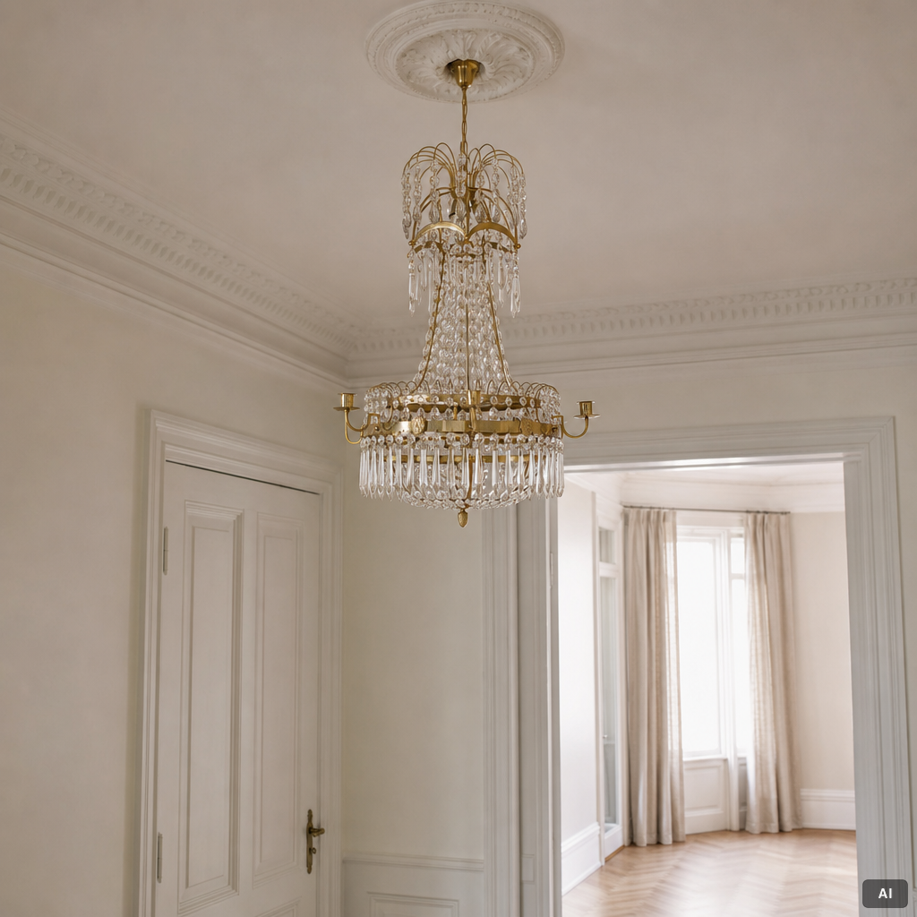 A Gustavian style chandelier, first half of the 20th Century.
