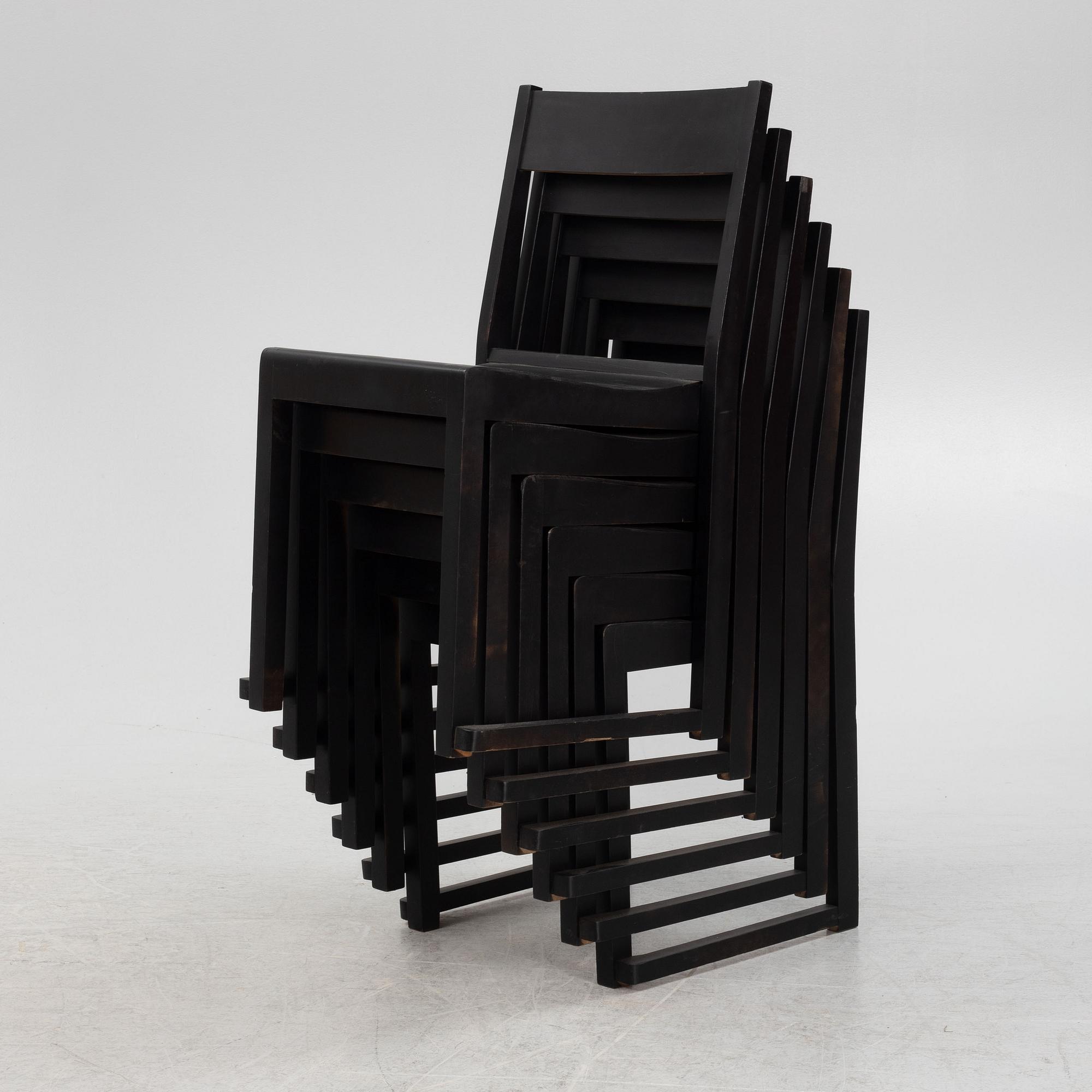 Sven Markelius, a set of six chairs, mid 20th Century.