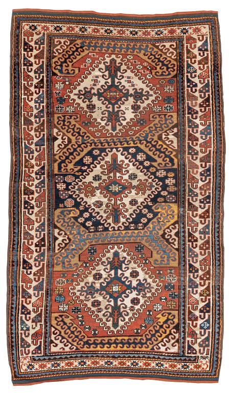 An antique Borchalou Kazak rug, south Caucasus, c. 227 x 137 cm.